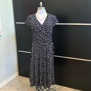 Maggy London Navy and White Polka Dot Dress